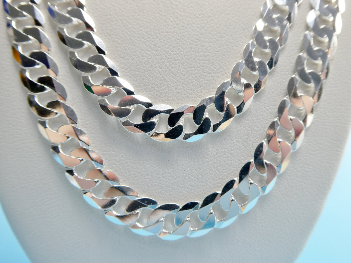 real 925 sterling silver 7.6MM Italian solid chain lobster lock clasp