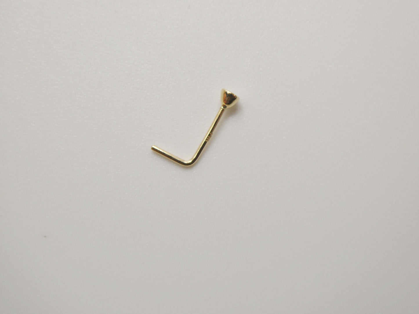 14k real solid yellow gold L SHAPE 1.5mm round stone stud nose ring