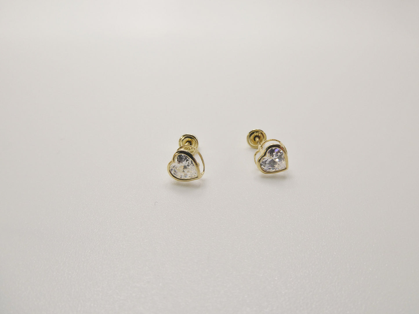 10k real solid yellow gold birthstone screw back children earrings heart bazel shape