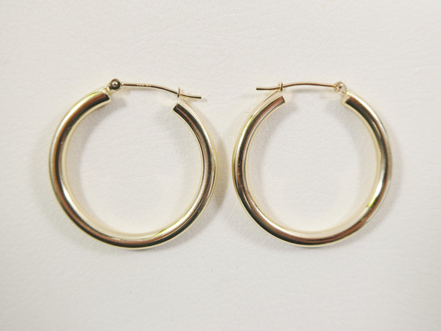 14K real solid yellow gold 3mm round hoop earring snap closure high polish finish
