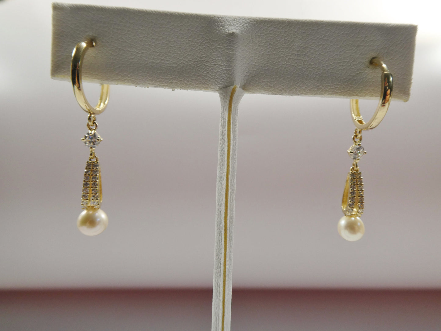 14k real solid yellow gold dropping real water fresh pearl earring