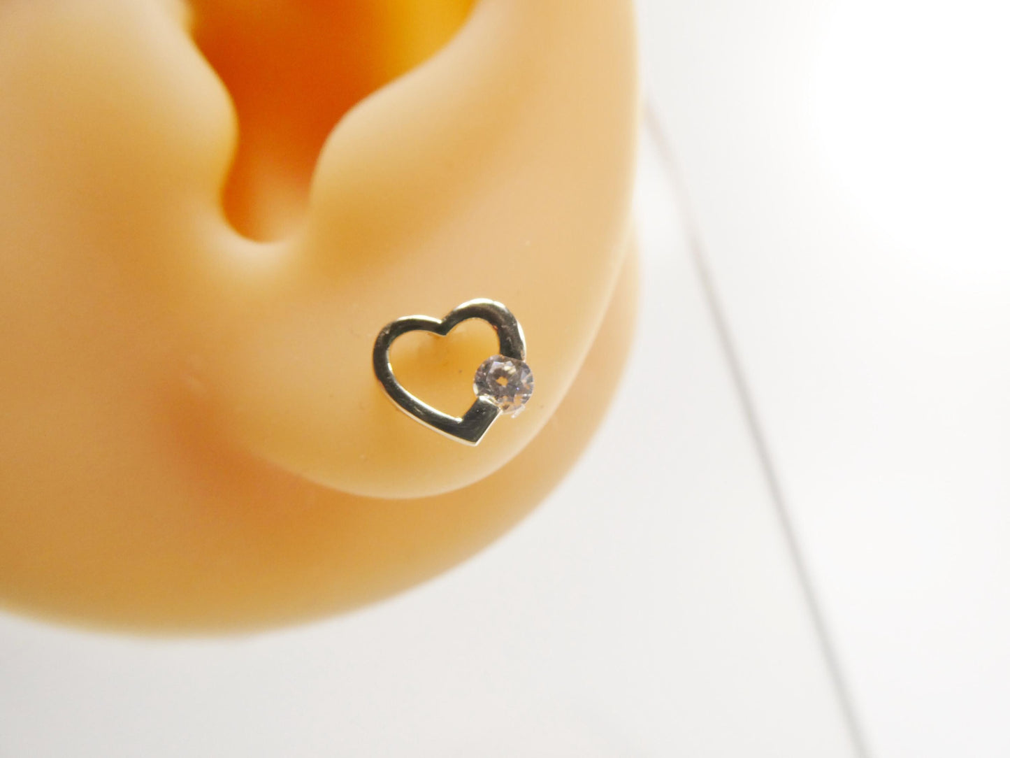 10k real solid gold heart push back earrings