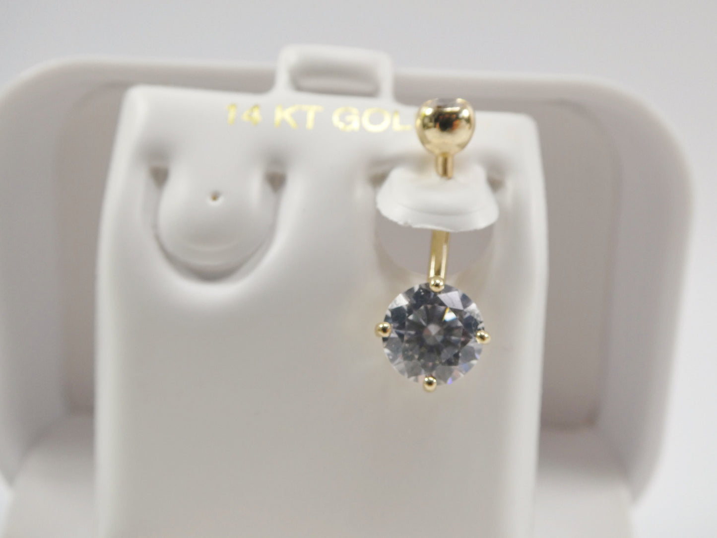 14k real solid yellow gold 8mm stone dangling belly button ring piercing