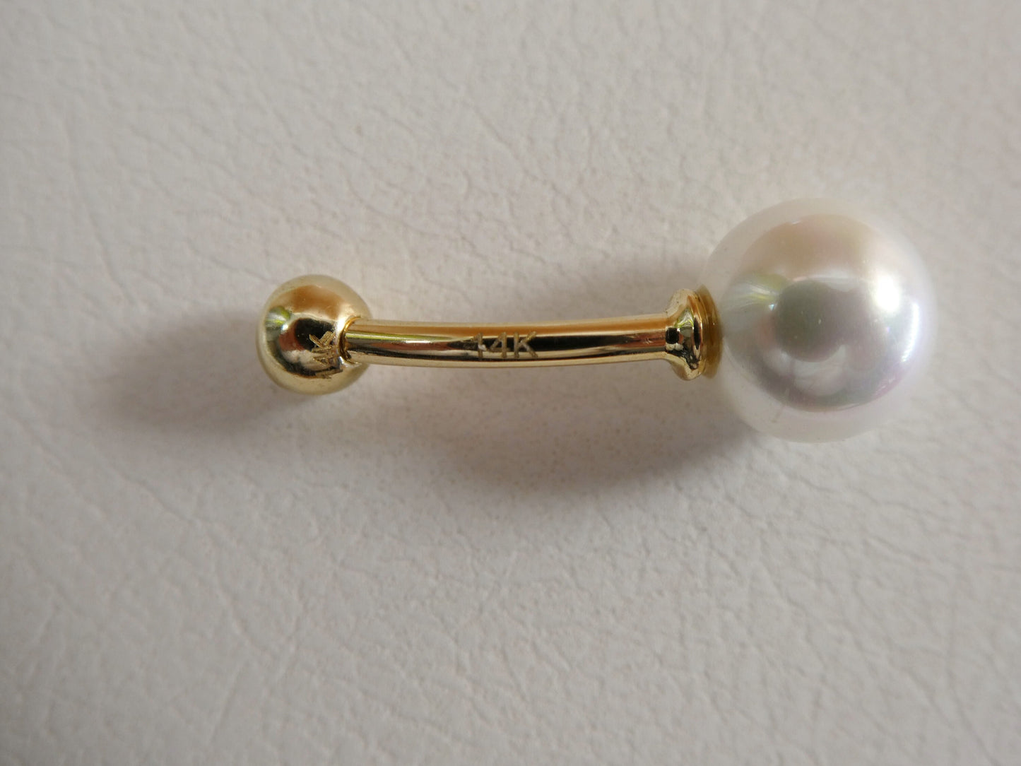 14k real solid yellow gold freshwater pearl belly button ring piercing