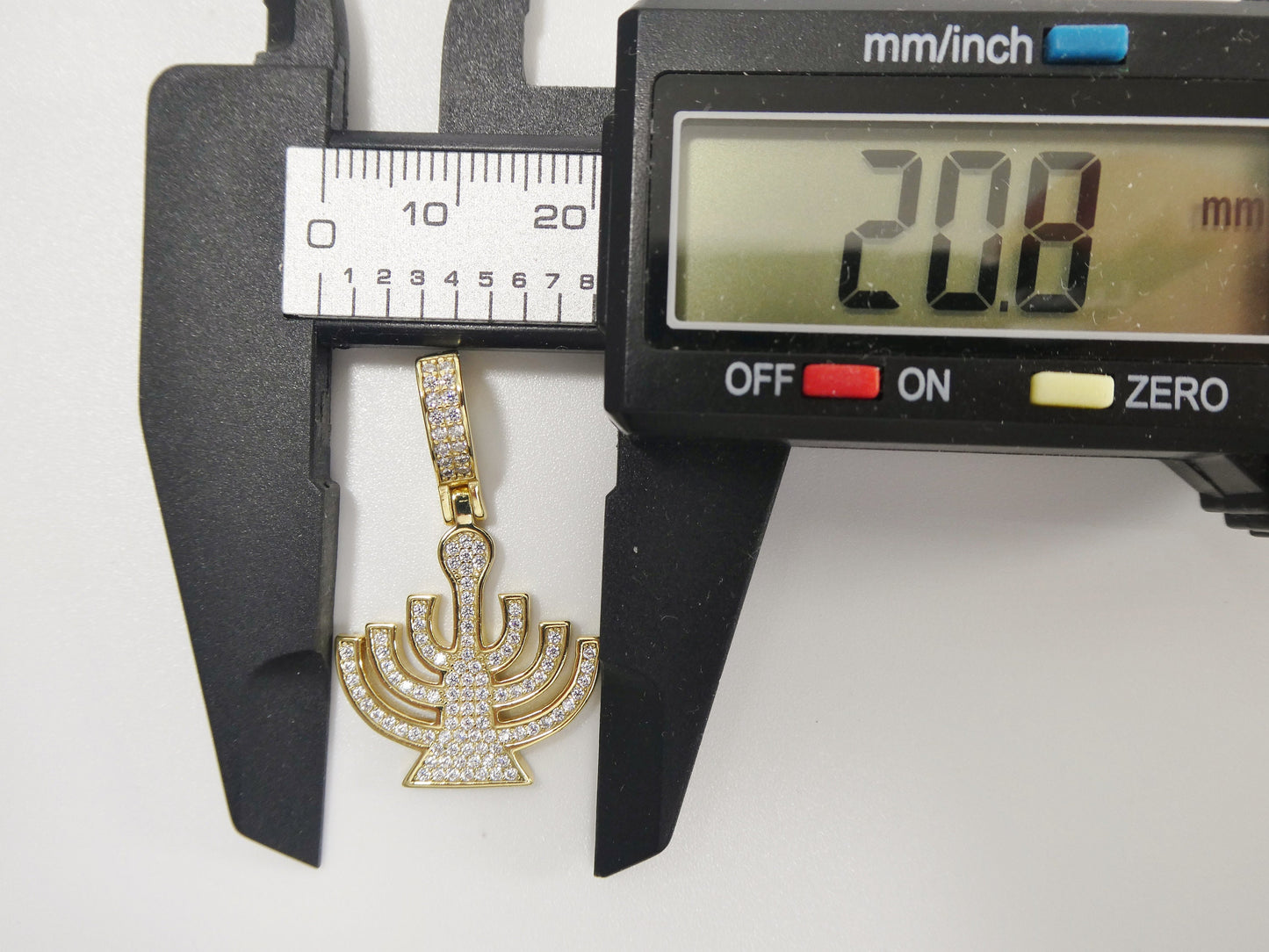 real 925 sterling silver menorah full stone setting pendent