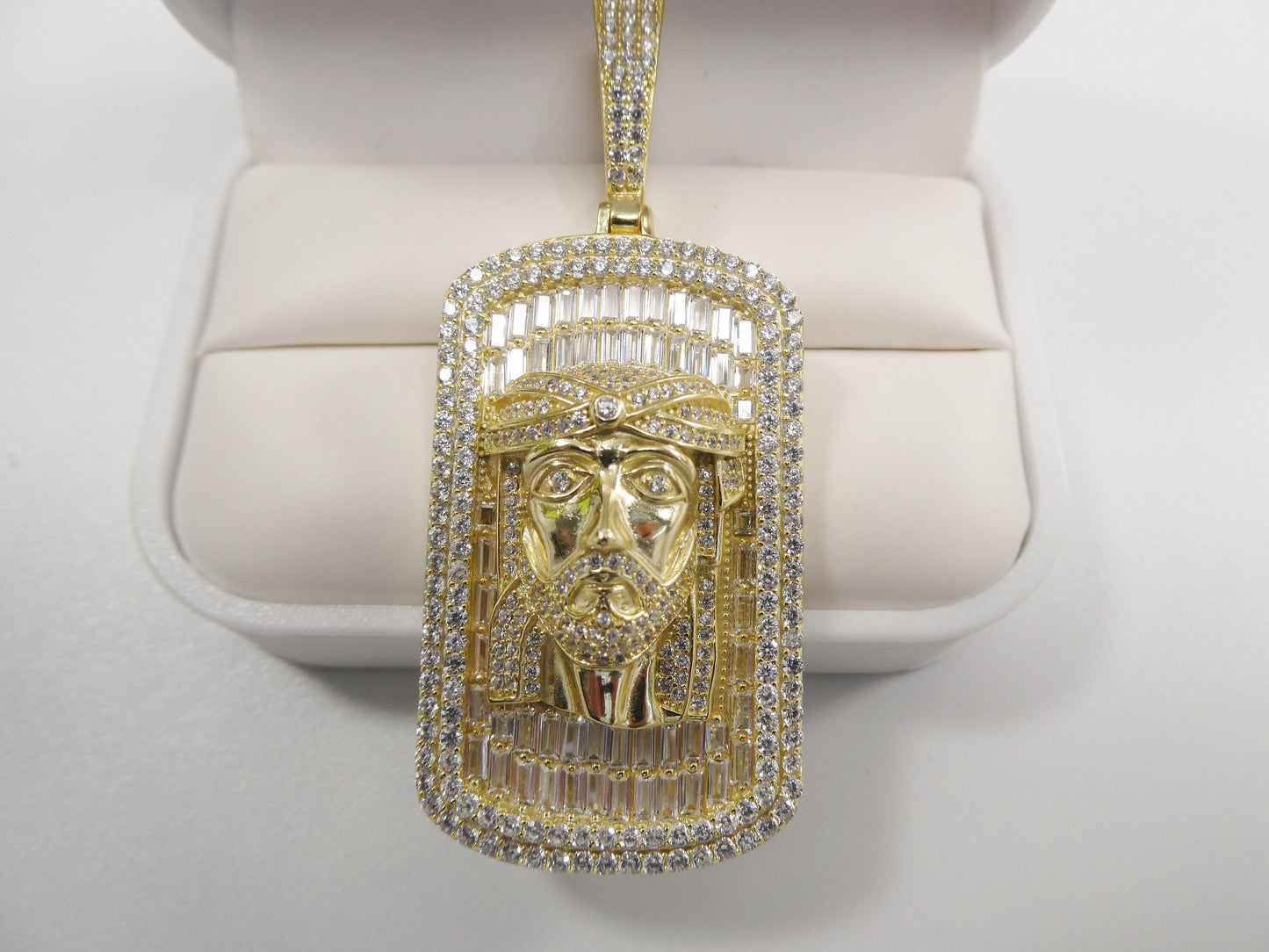 real 925 sterling silver large Jesus head medallion pendent