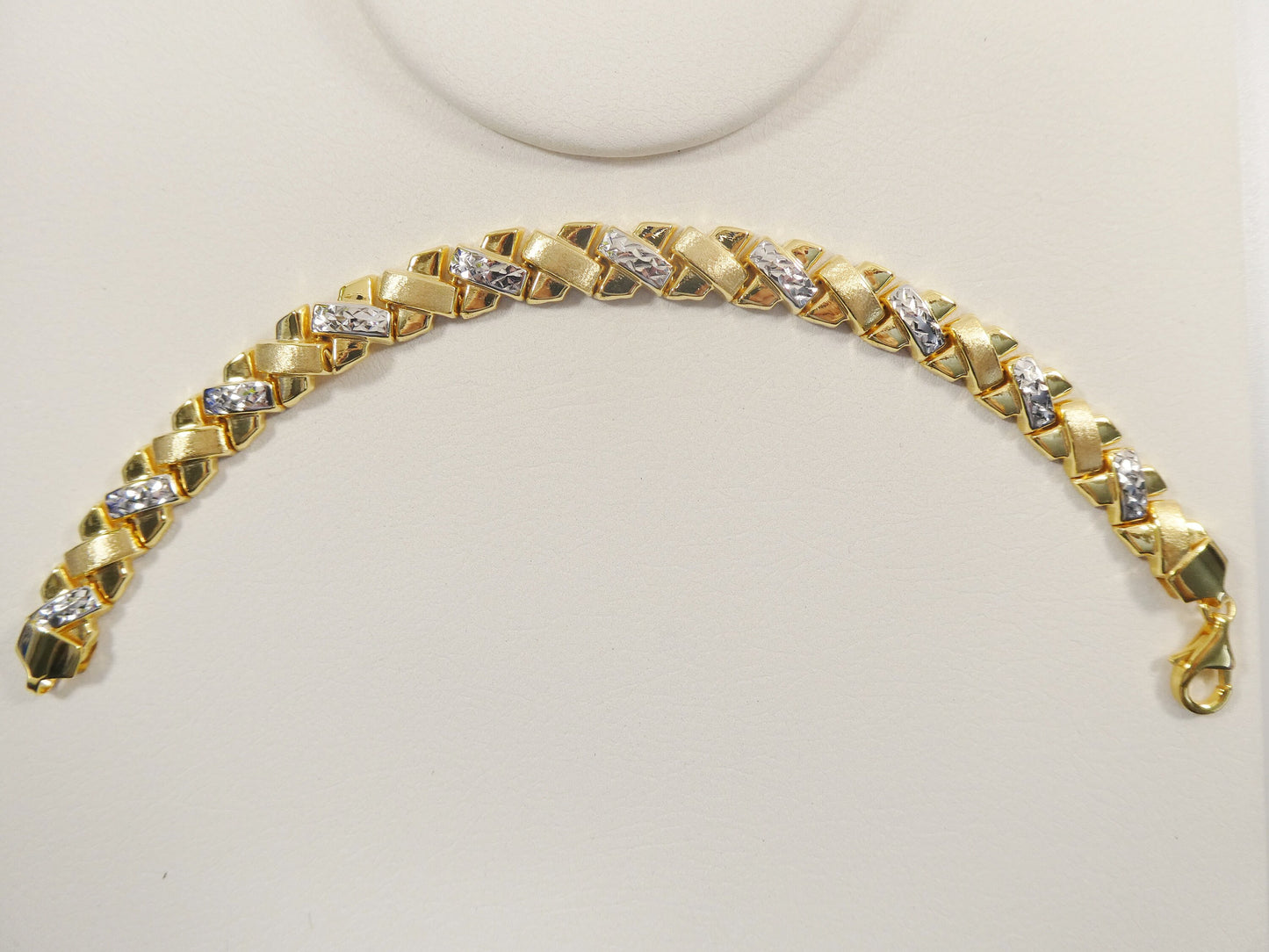 real 925 sterling silver stampato X bracelet 14k yellow gold finish