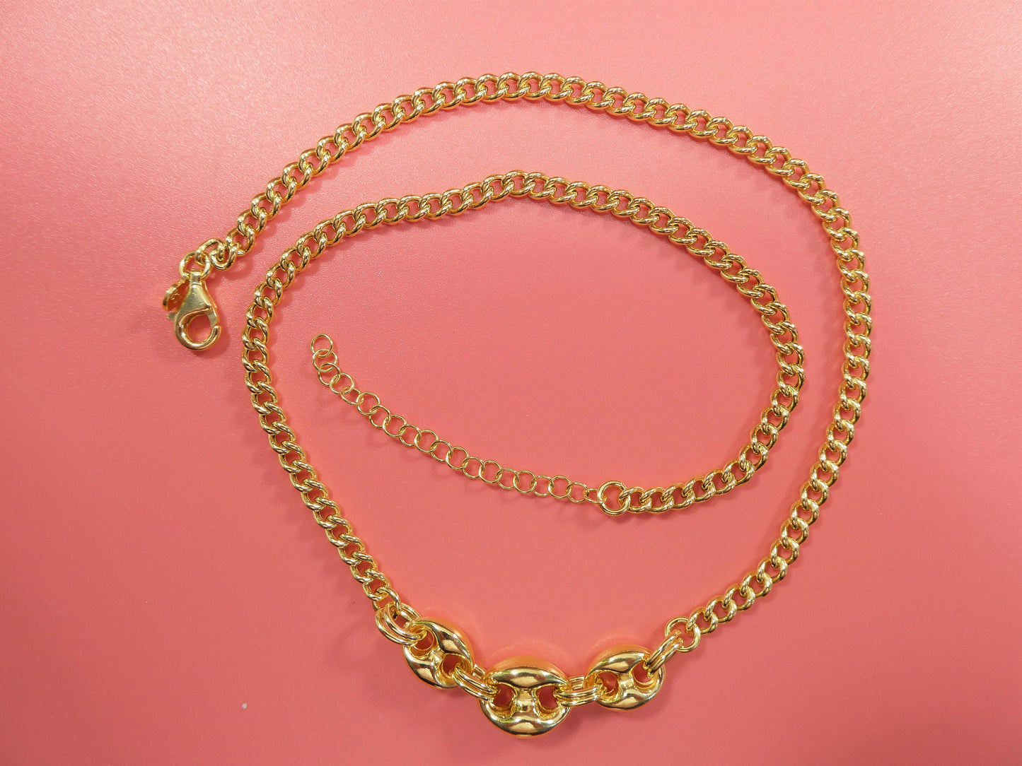 16 inch real 925 sterling silver puffed mariner necklace
