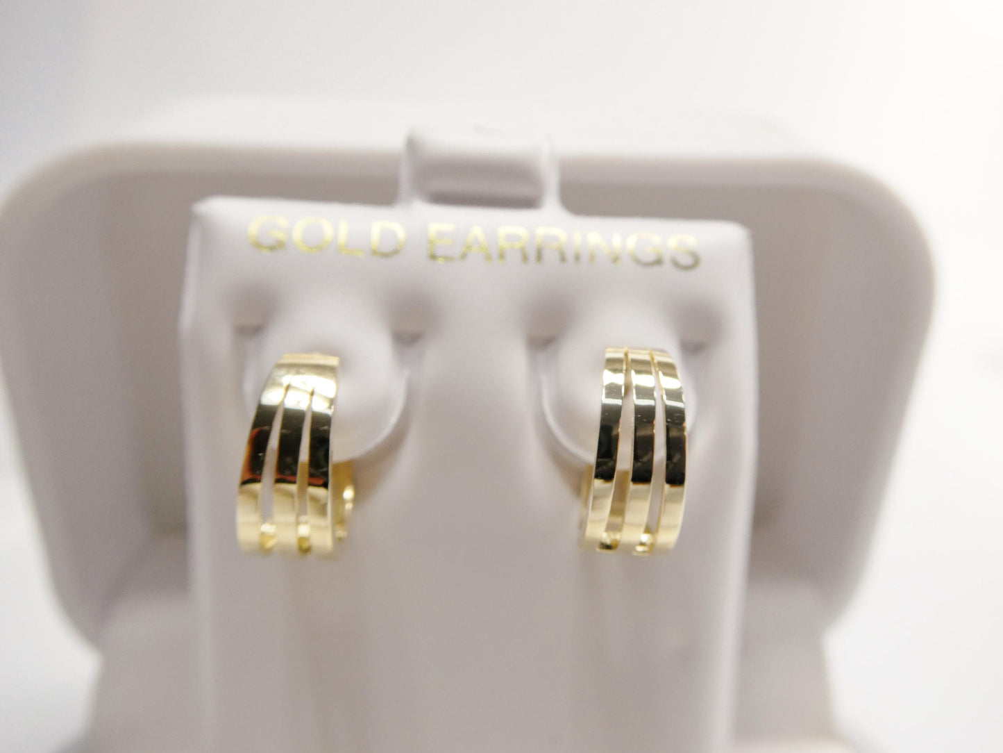 real 10k solid yellow gold designer high polish hoop huggie earrings