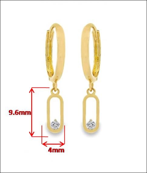 real 10k solid yellow gold designer paperclip earrings