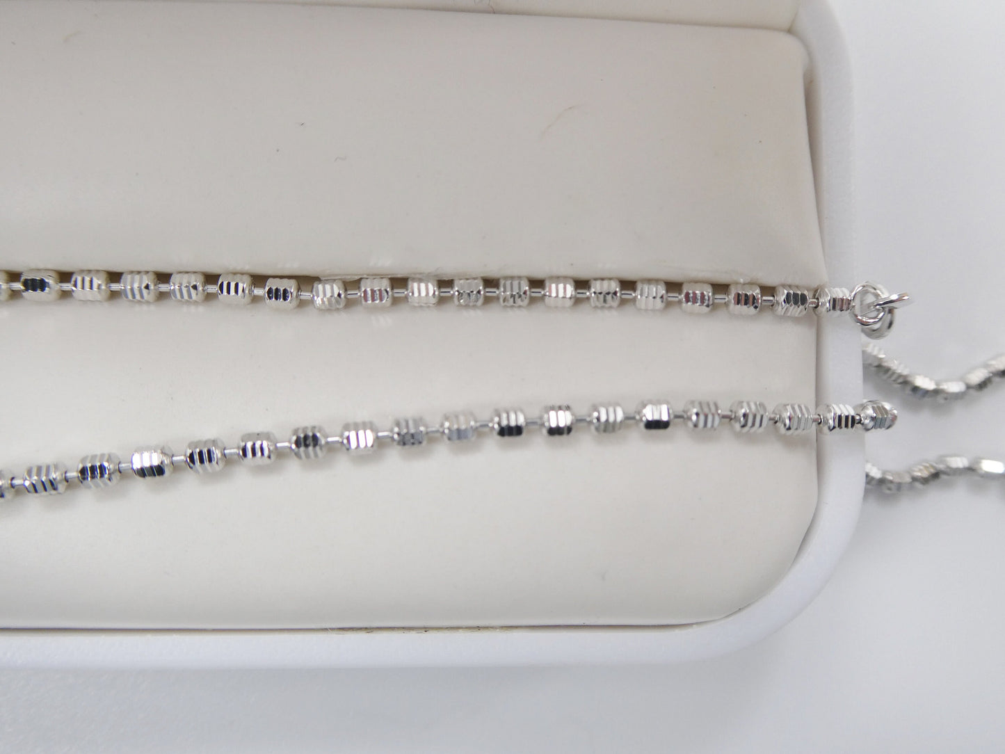 Real 925 sterling silver 10 inch bead anklet 14k white gold finish