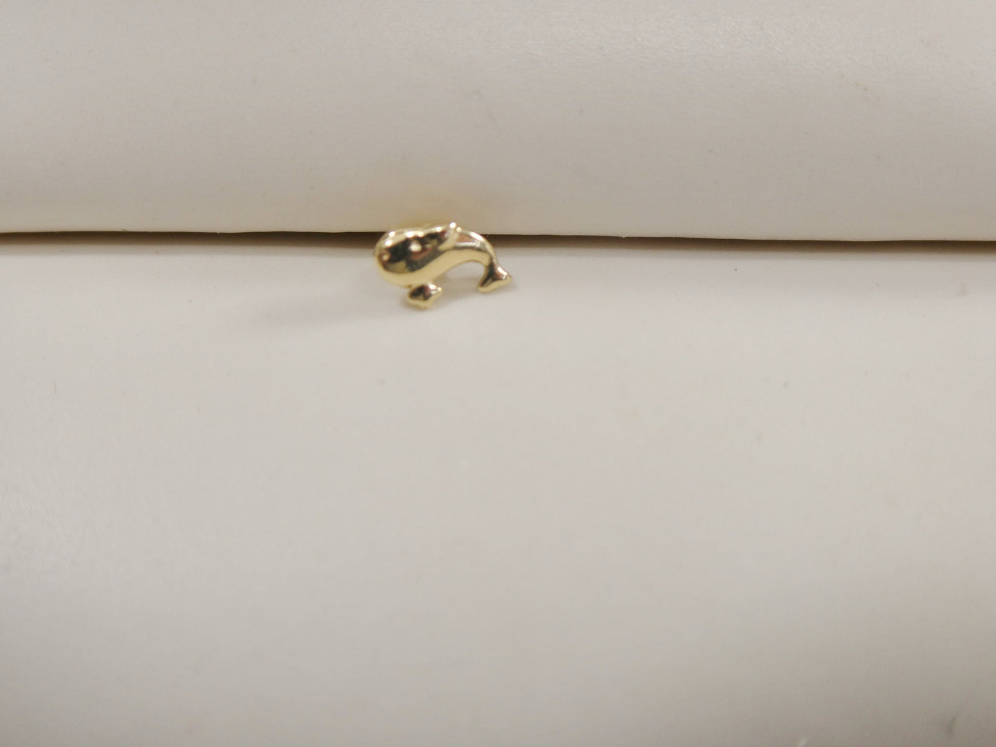 14k real solid yellow gold fish stud nose ring