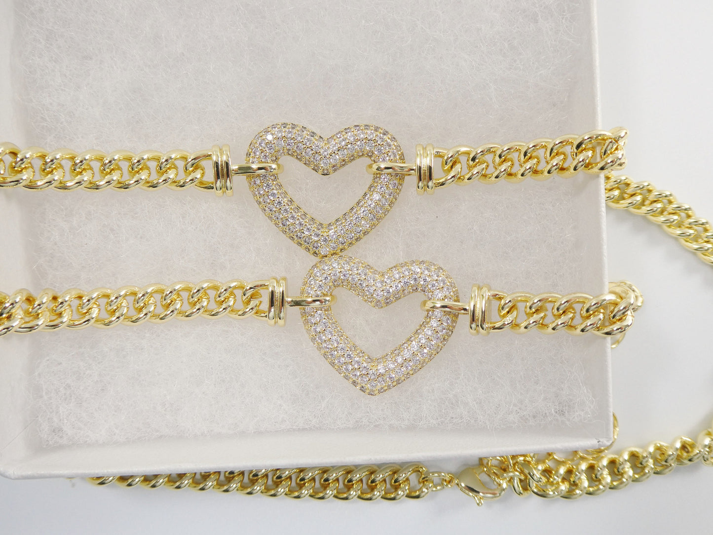 14k gold filled yellow gold open heart necklace / bracelet