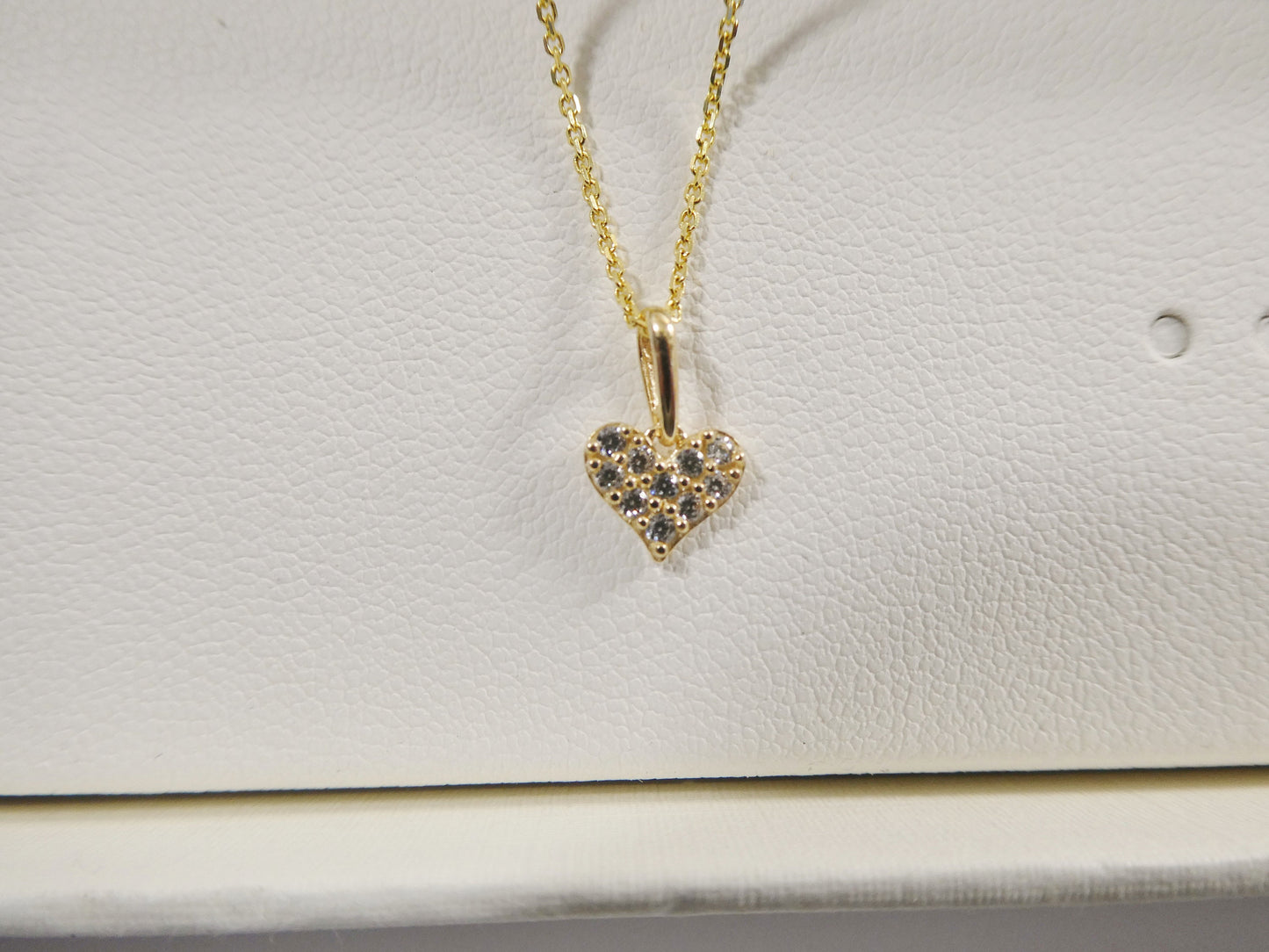 14k real solid yellow gold small heart pendent and cable necklace