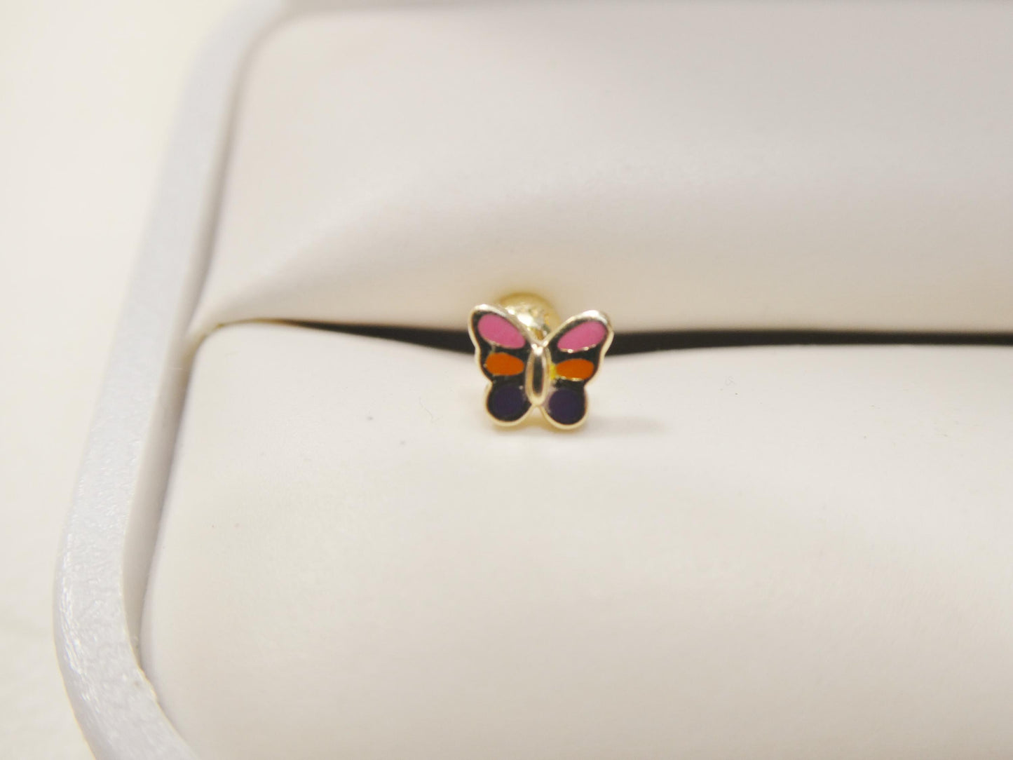 14k real solid yellow gold helix cartilage enamel earring