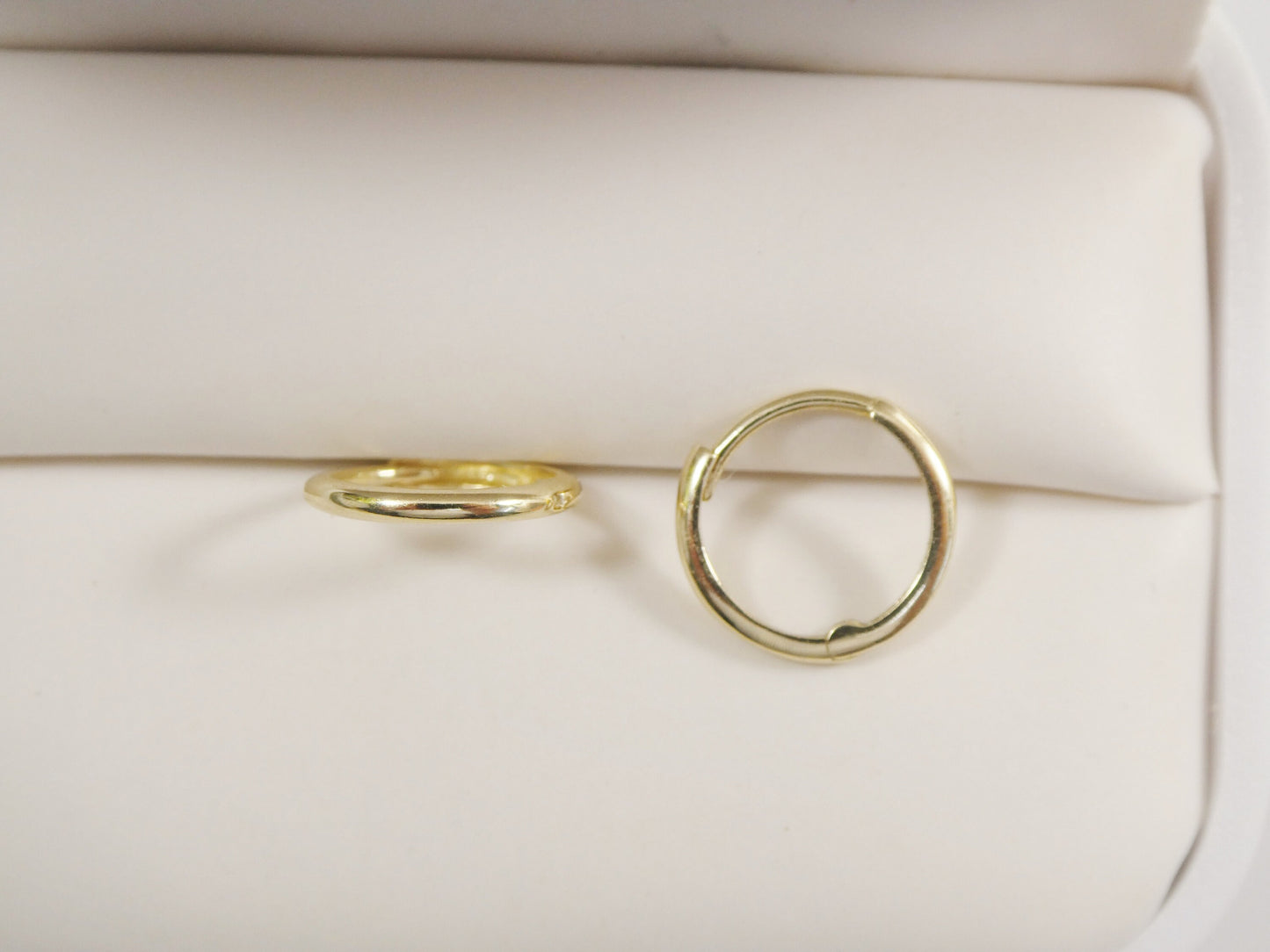 real 10k solid yellow gold tiny simple 12mm hoop huggie earrings