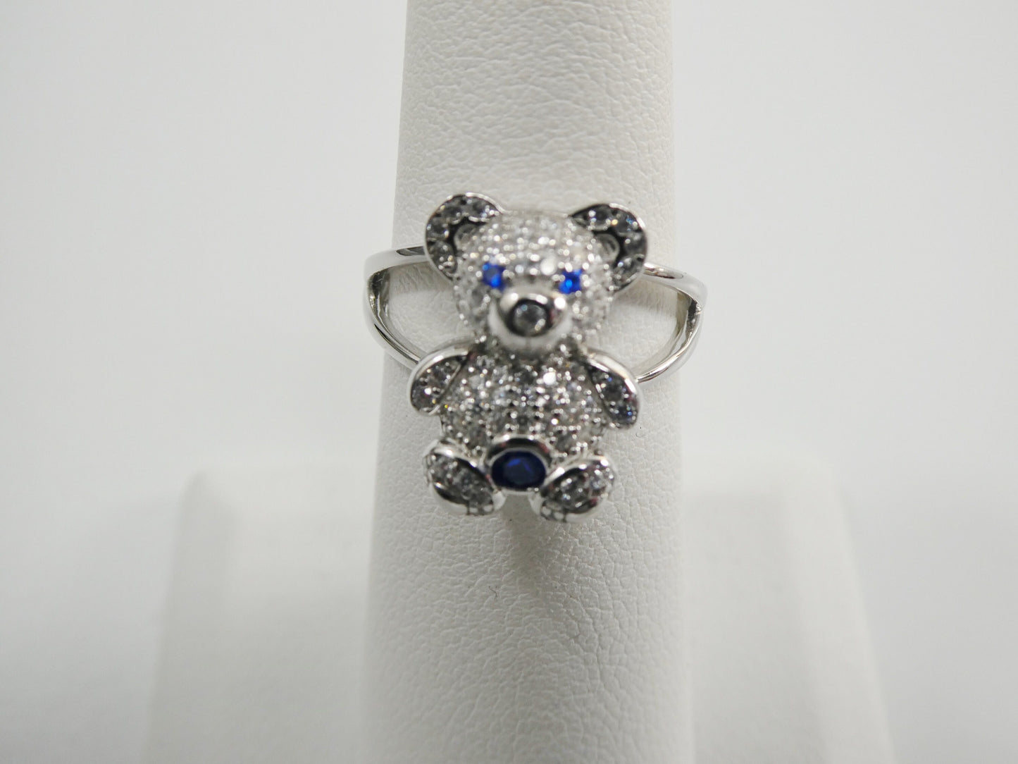 real solid 925 sterling silver teddy bear ring