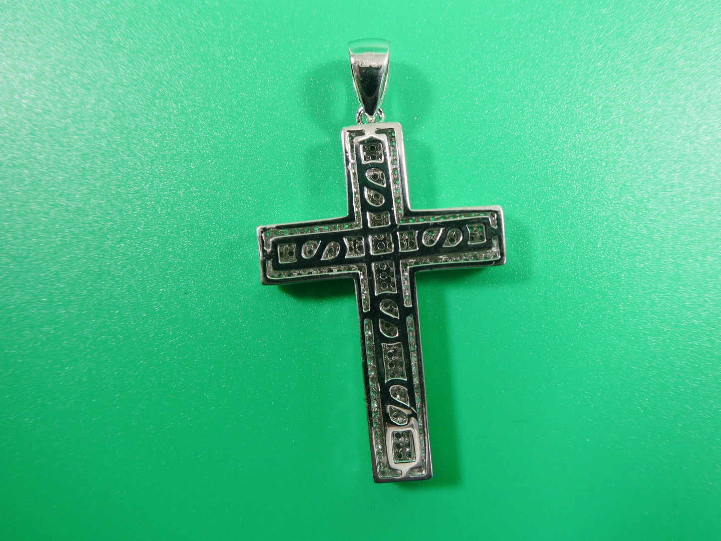 real 925 sterling full stone micro face setting large cross