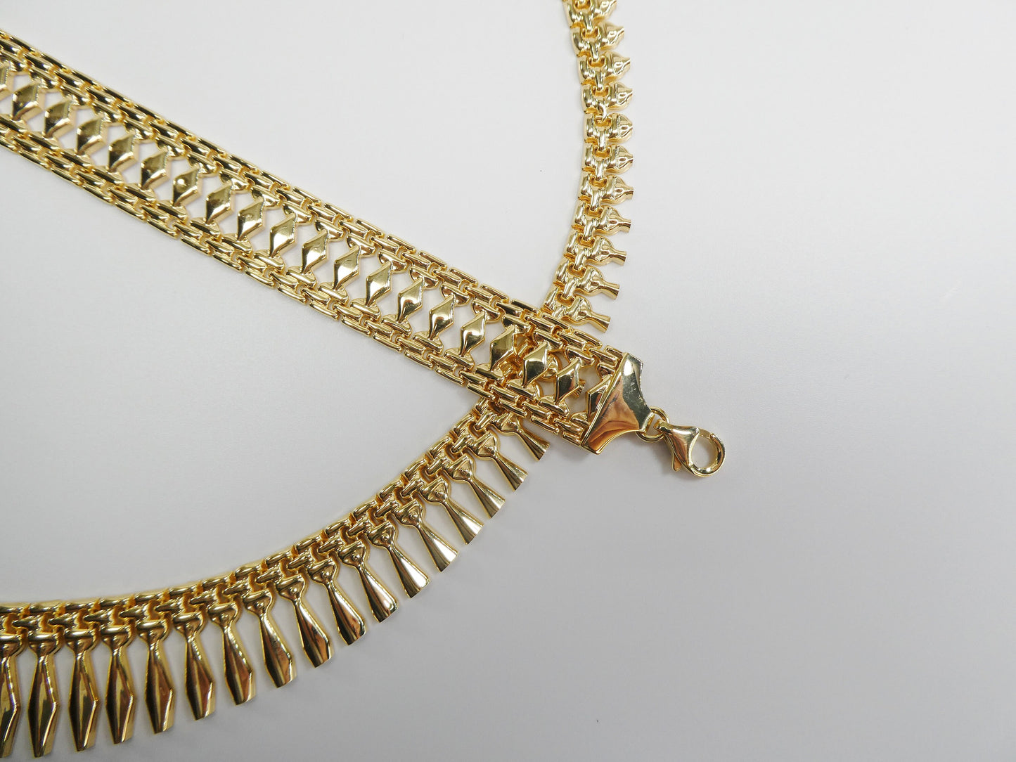 14k yellow gold tone color Cleopatra set necklace and bracelet over real 925 sterling silver