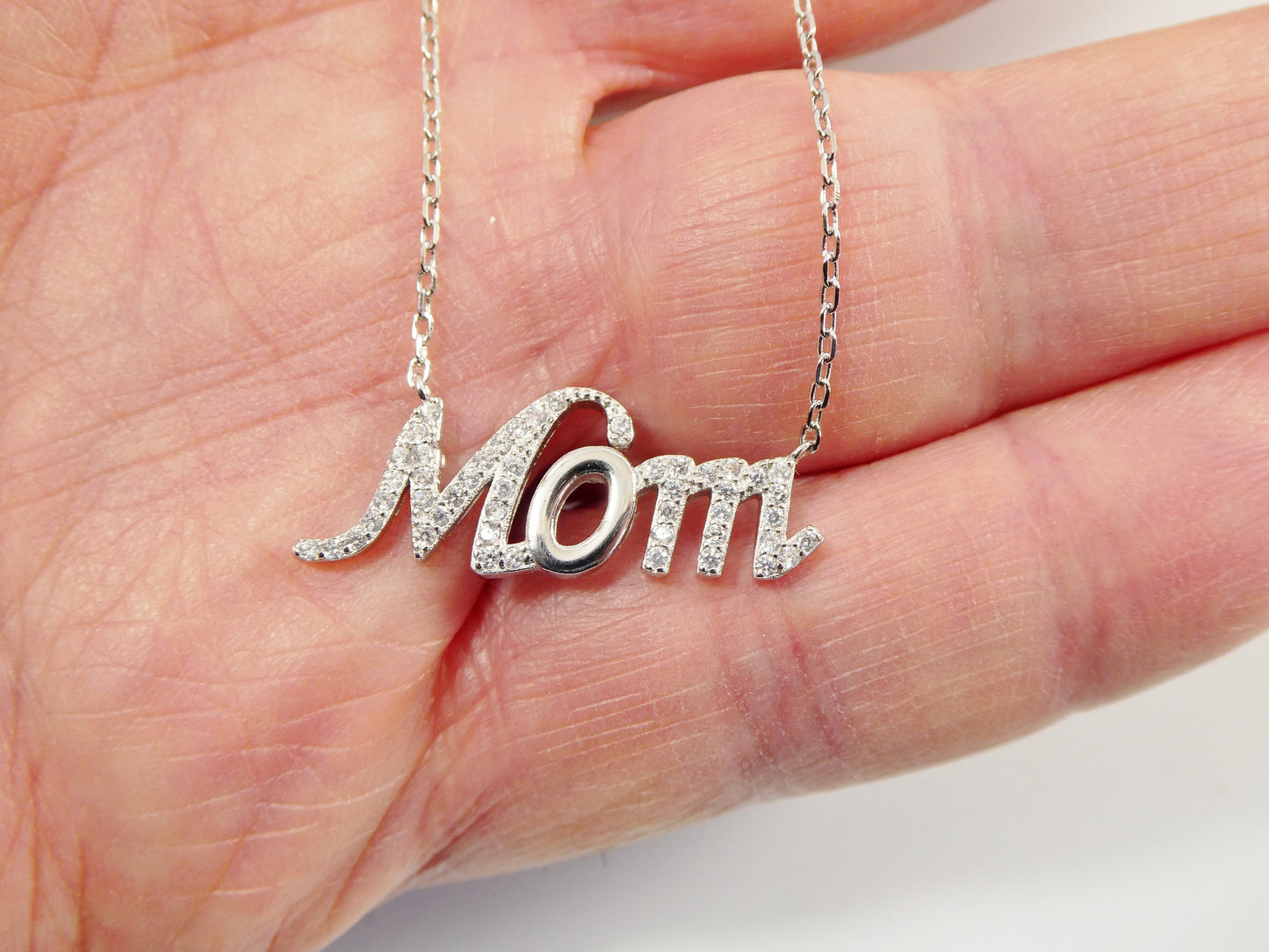 16 inch plus two inch extension real 925 sterling silver mom necklace
