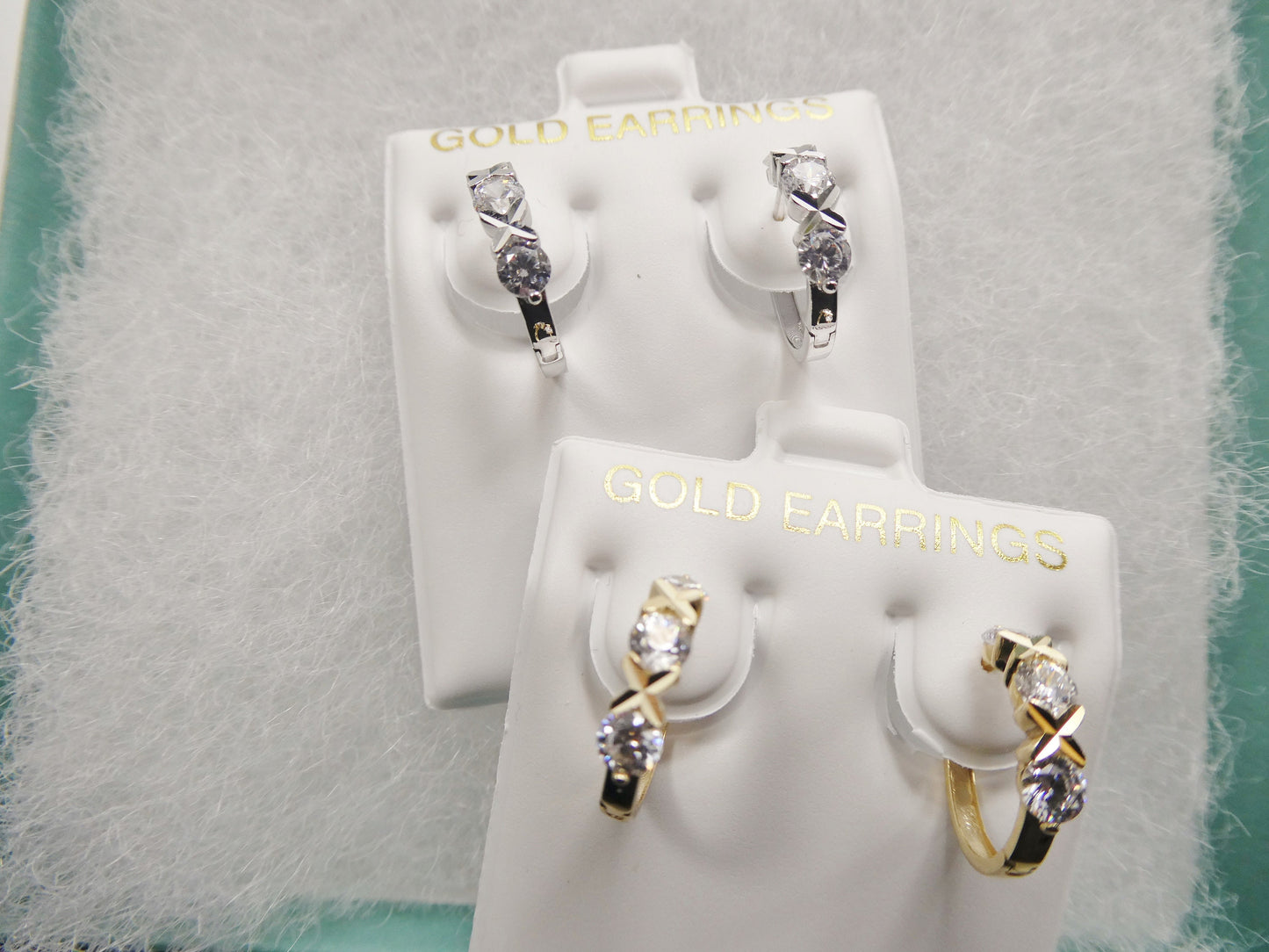 real 10k solid yellow gold XO hoop huggie earrings