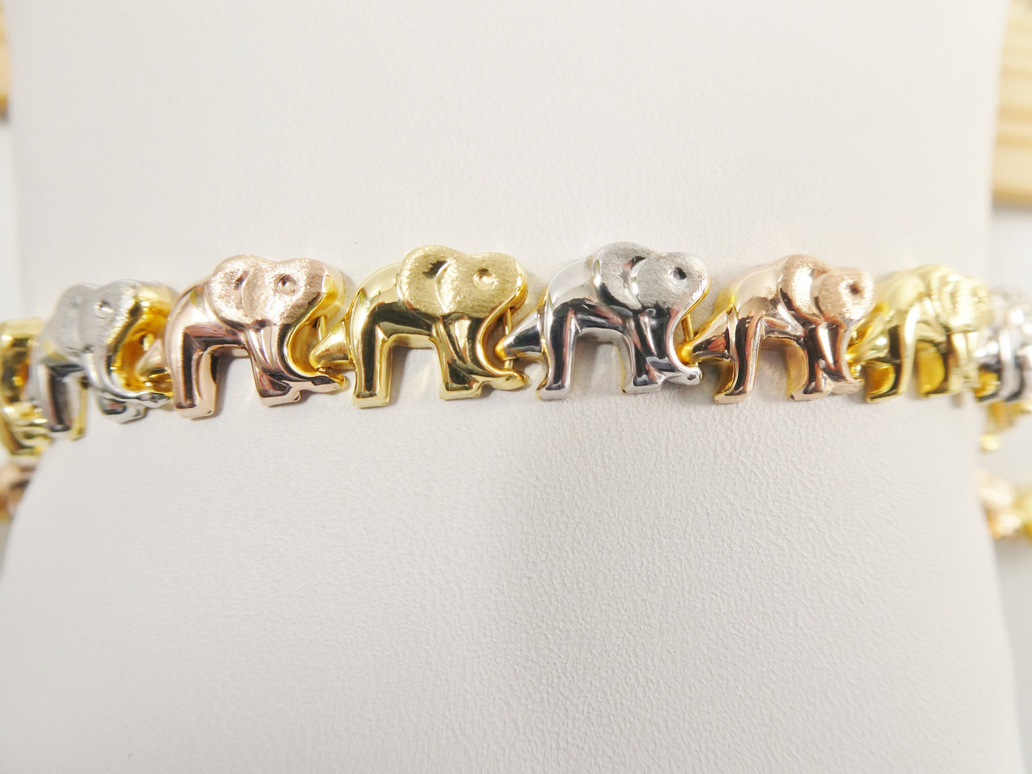 real 925 sterling silver tri color elephant set necklace and bracelet