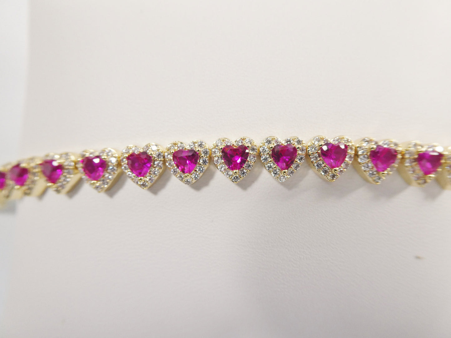 14k gold filled yellow gold ruby color heart necklace / bracelet