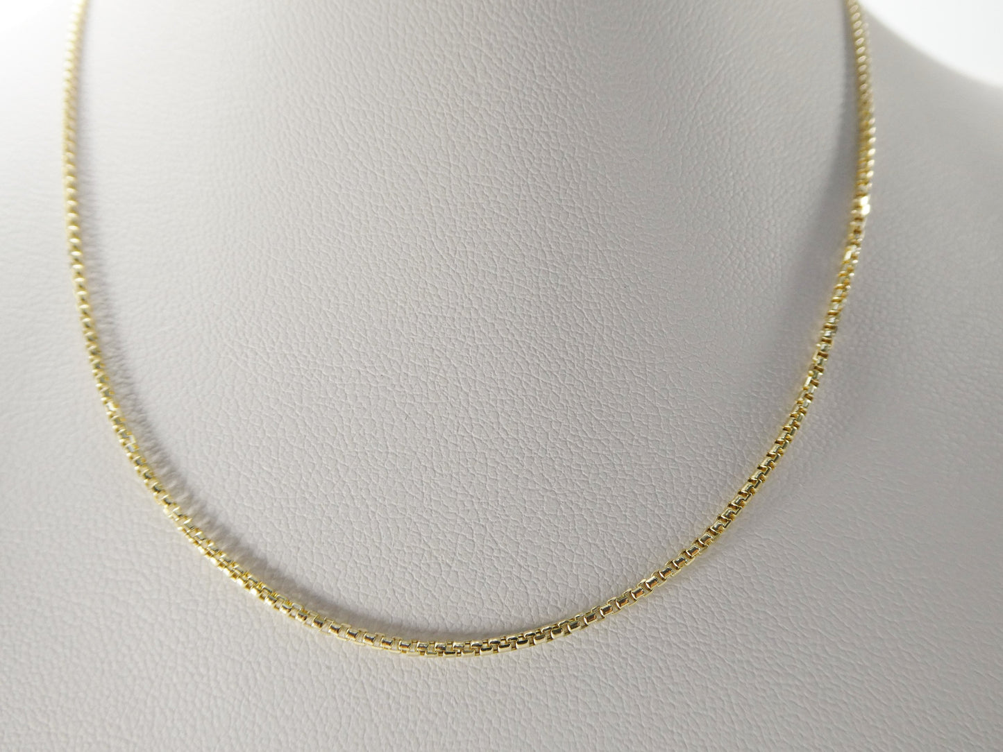 14k real solid yellow gold tiny small 2MM round box chain necklace