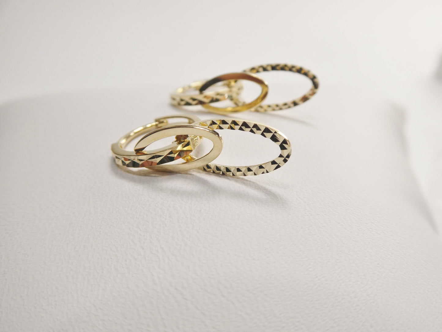 real 10k solid yellow gold designer hoop huggie earrings