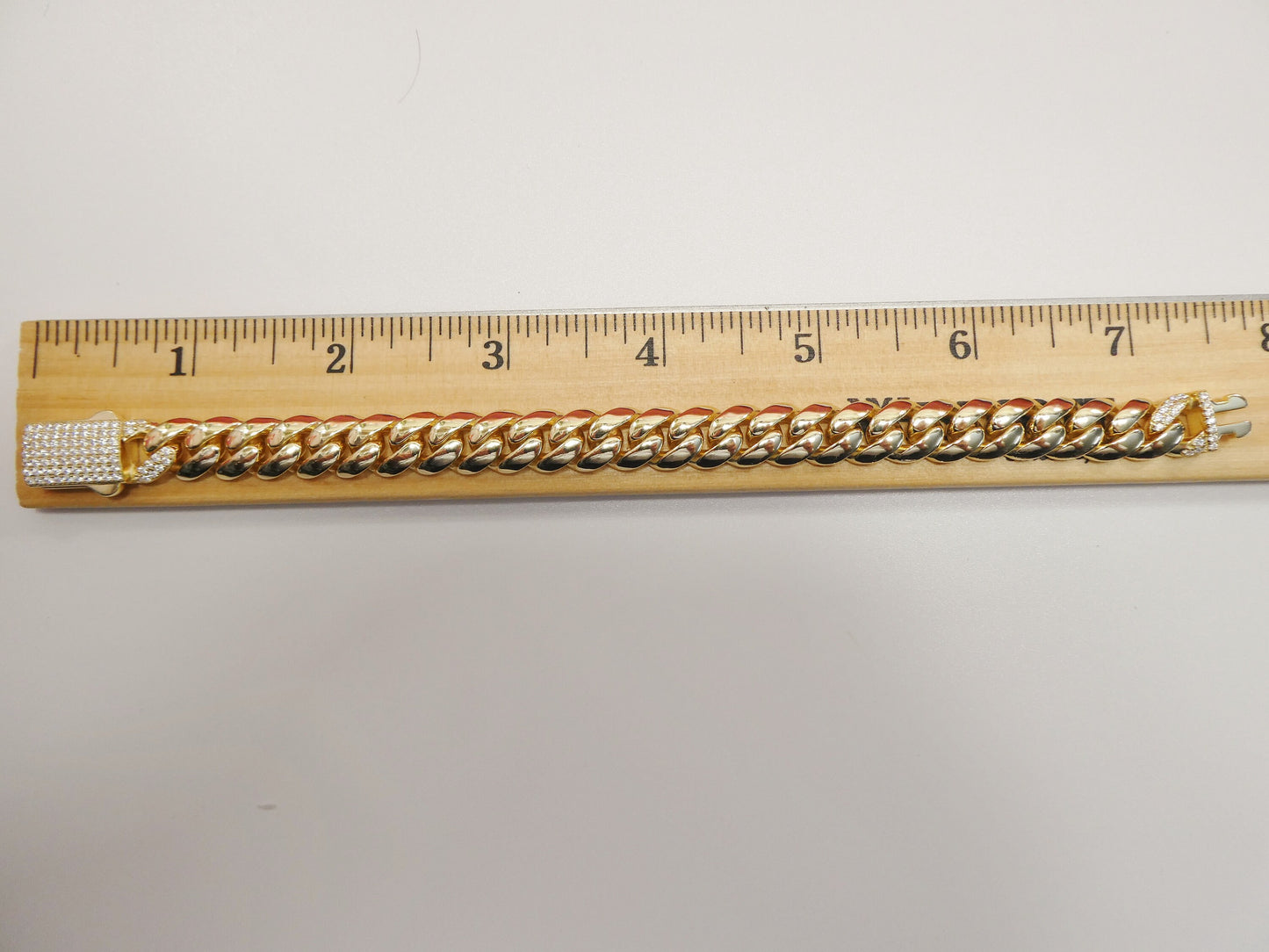 10MM real solid 925 sterling silver yellow gold color Monaco bracelet