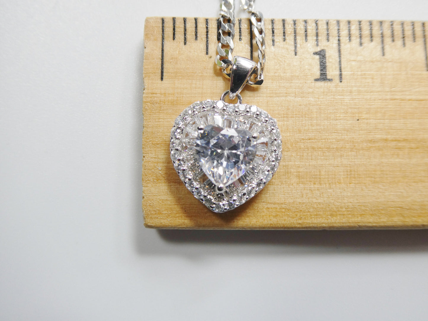 real 925 sterling silver sparking heart chain and pendent heart
