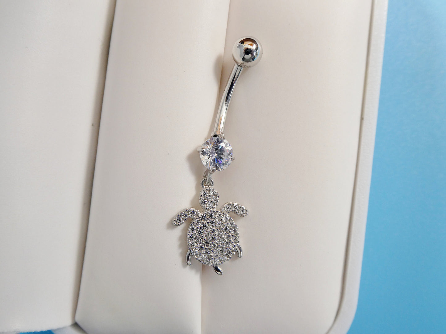 14k real solid yellow gold dangling turtle belly button ring piercing