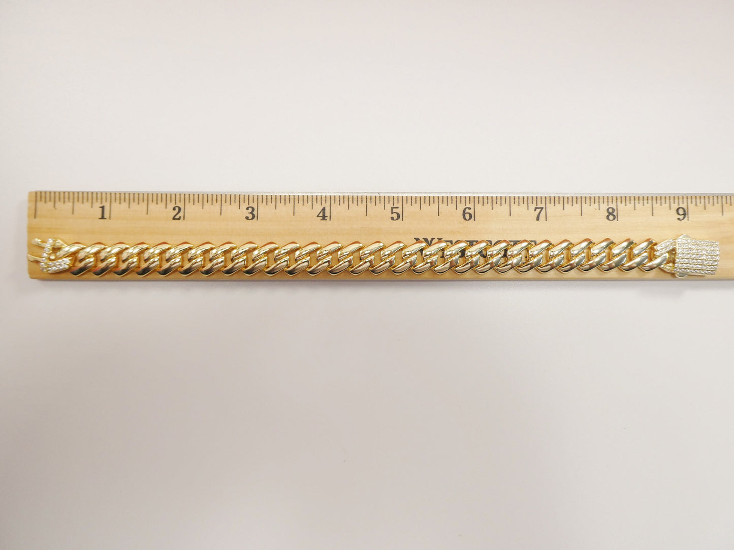 12MM real solid 925 sterling silver 14K yellow gold color Monaco bracelet
