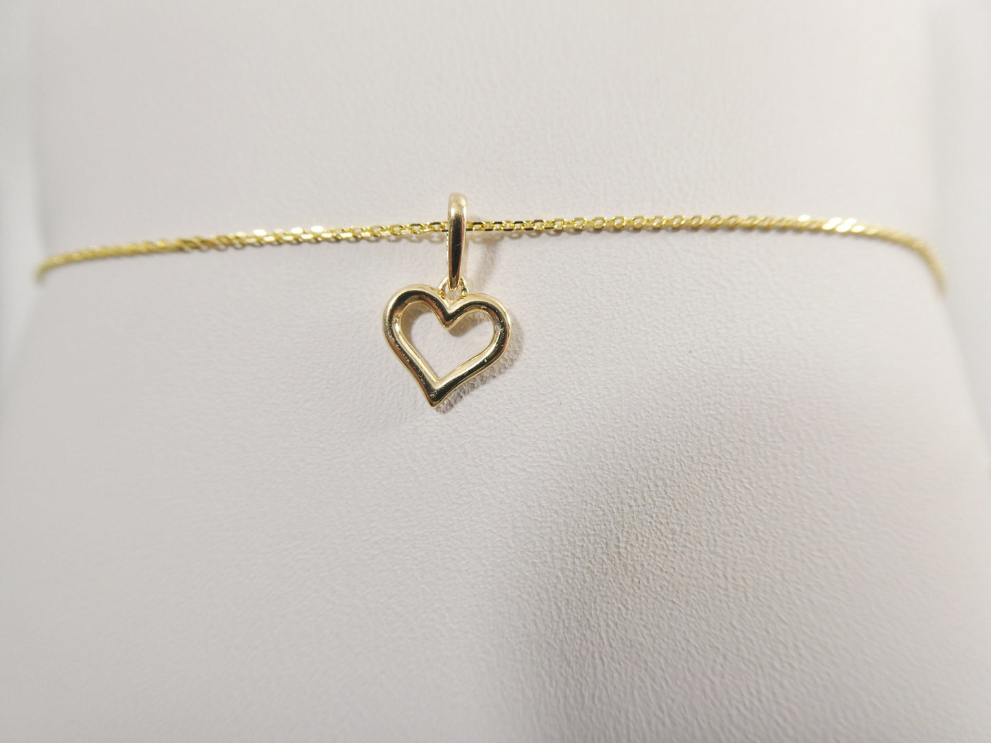 14k real solid yellow gold small heart pendent and cable necklace