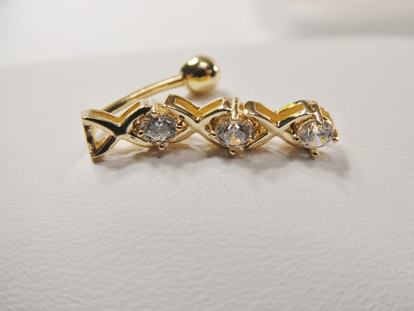 14k real solid yellow gold xoxo belly button dangle ring piercing