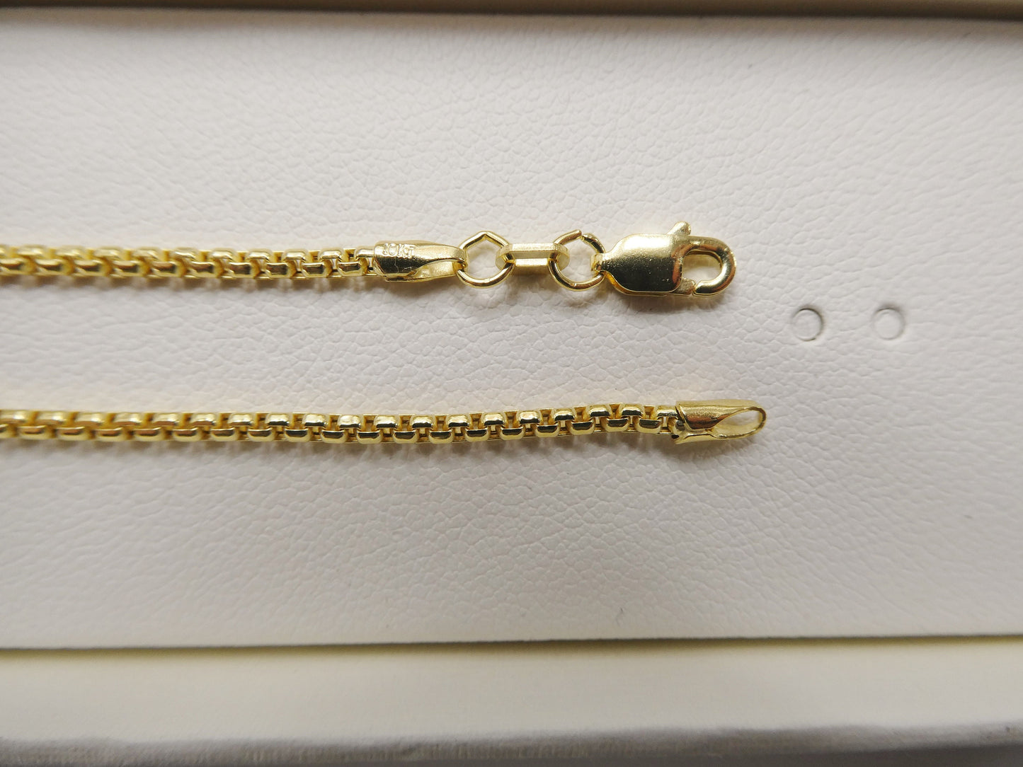 10k real solid yellow gold tiny small 2MM round box chain necklace