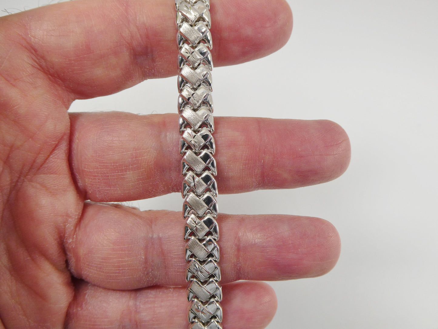 10 inch real 925 sterling silver basket anklet bracelet 14K yellow & white gold finish