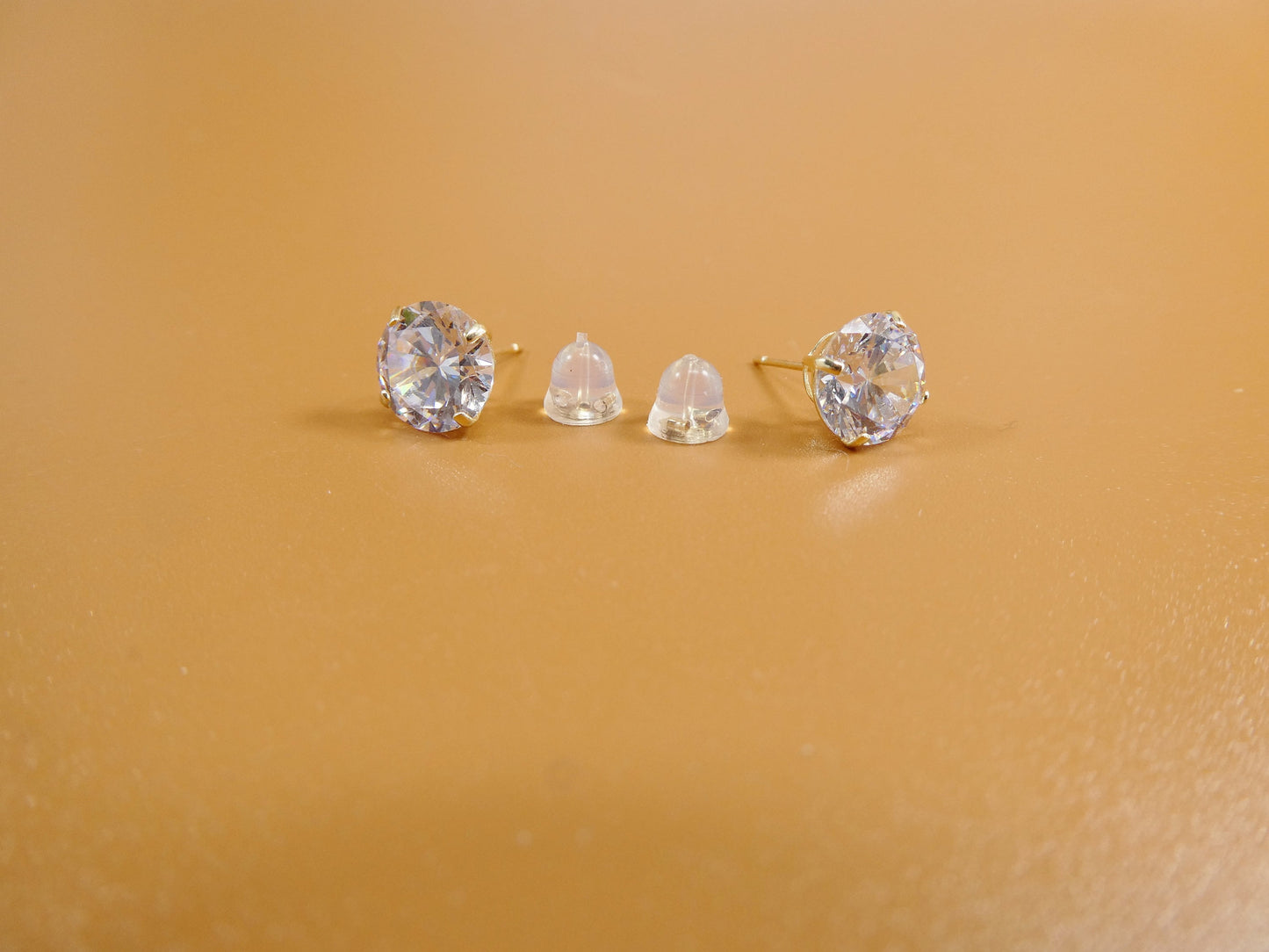 10k real solid yellow gold stud push back basket earring