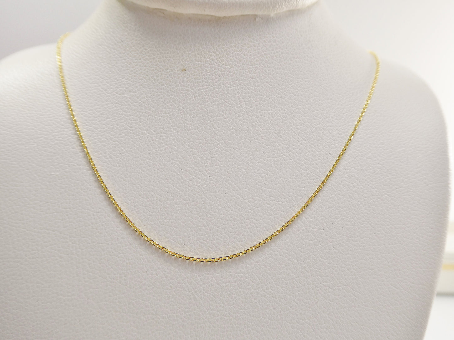 14k real solid yellow gold tiny small cable chain necklace