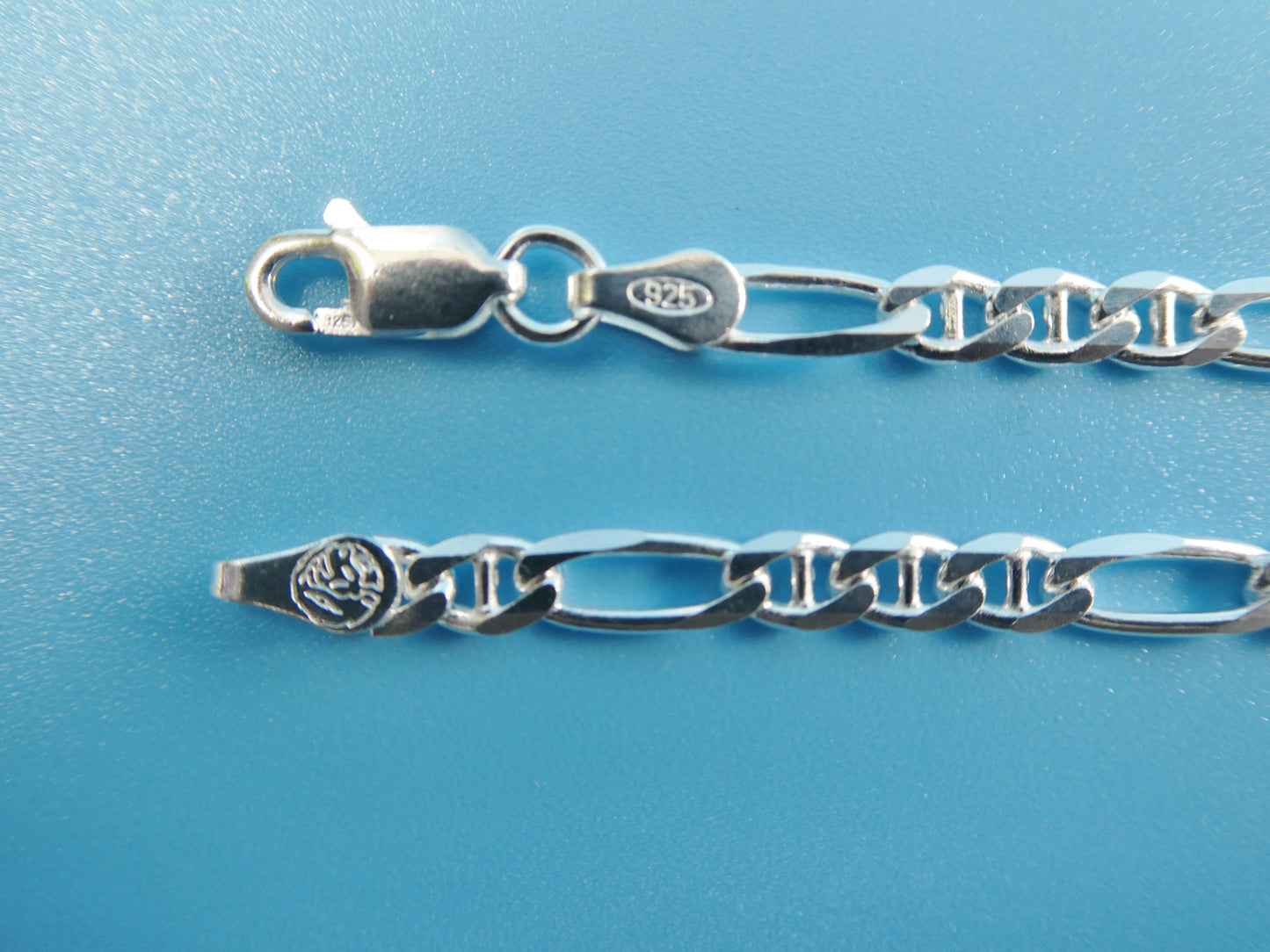 new style real 925 sterling silver 3.6MM Italian figaro / mariner solid chain lobster lock clasp