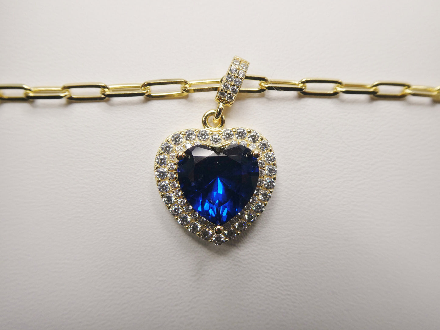 real 925 sterling silver heart blue color stone 14k yellow gold color finish