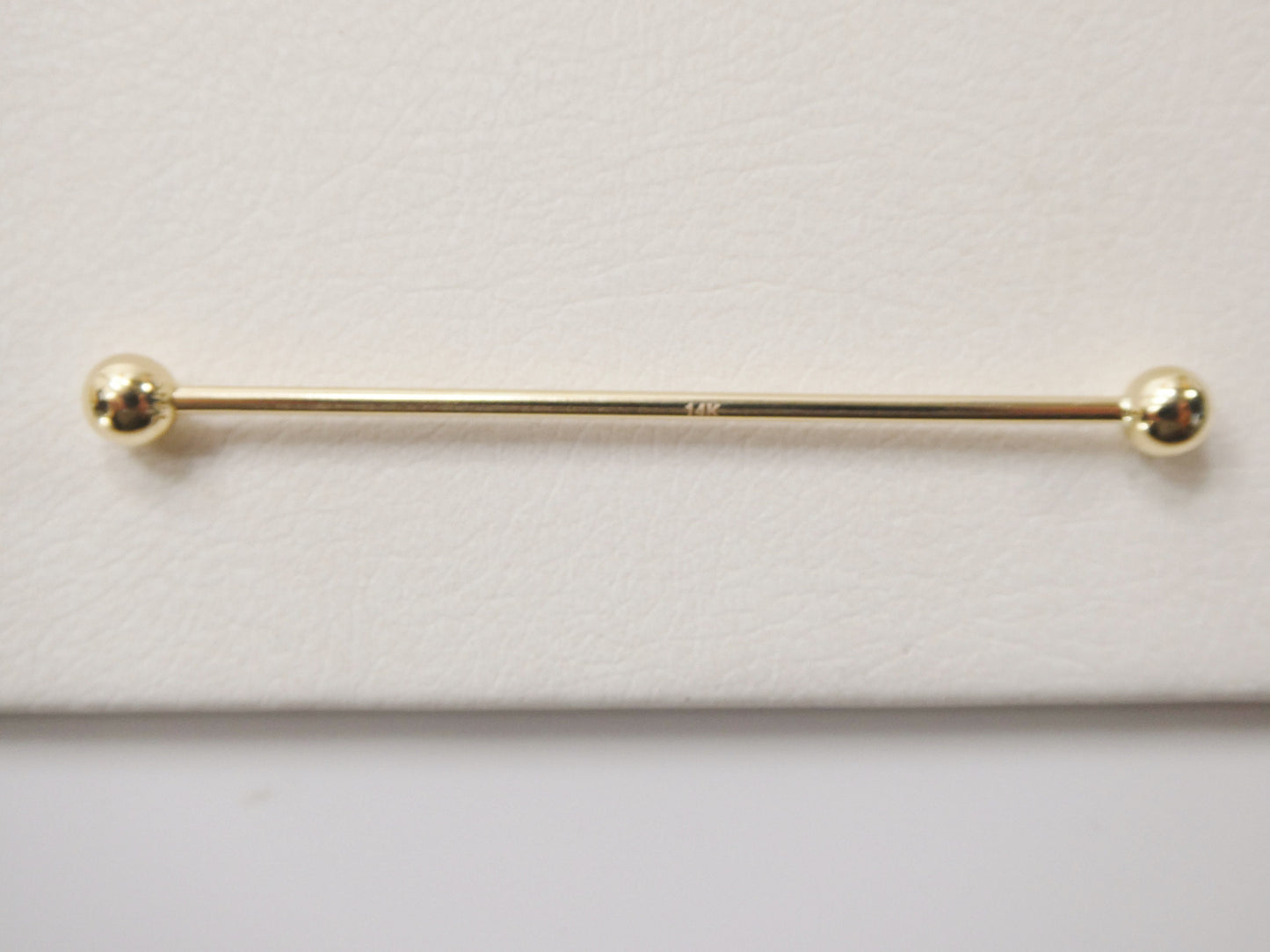 14k real solid yellow gold 60mm straight barbell tongue belly button ring piercing