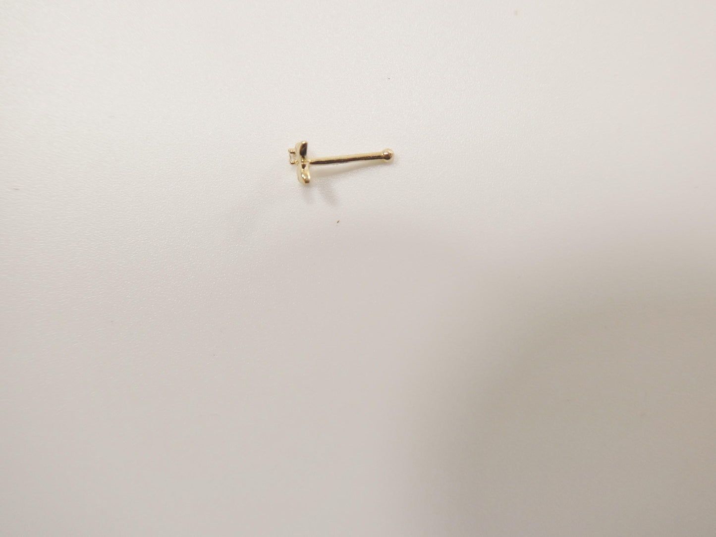 14k real solid yellow gold cross nose ring