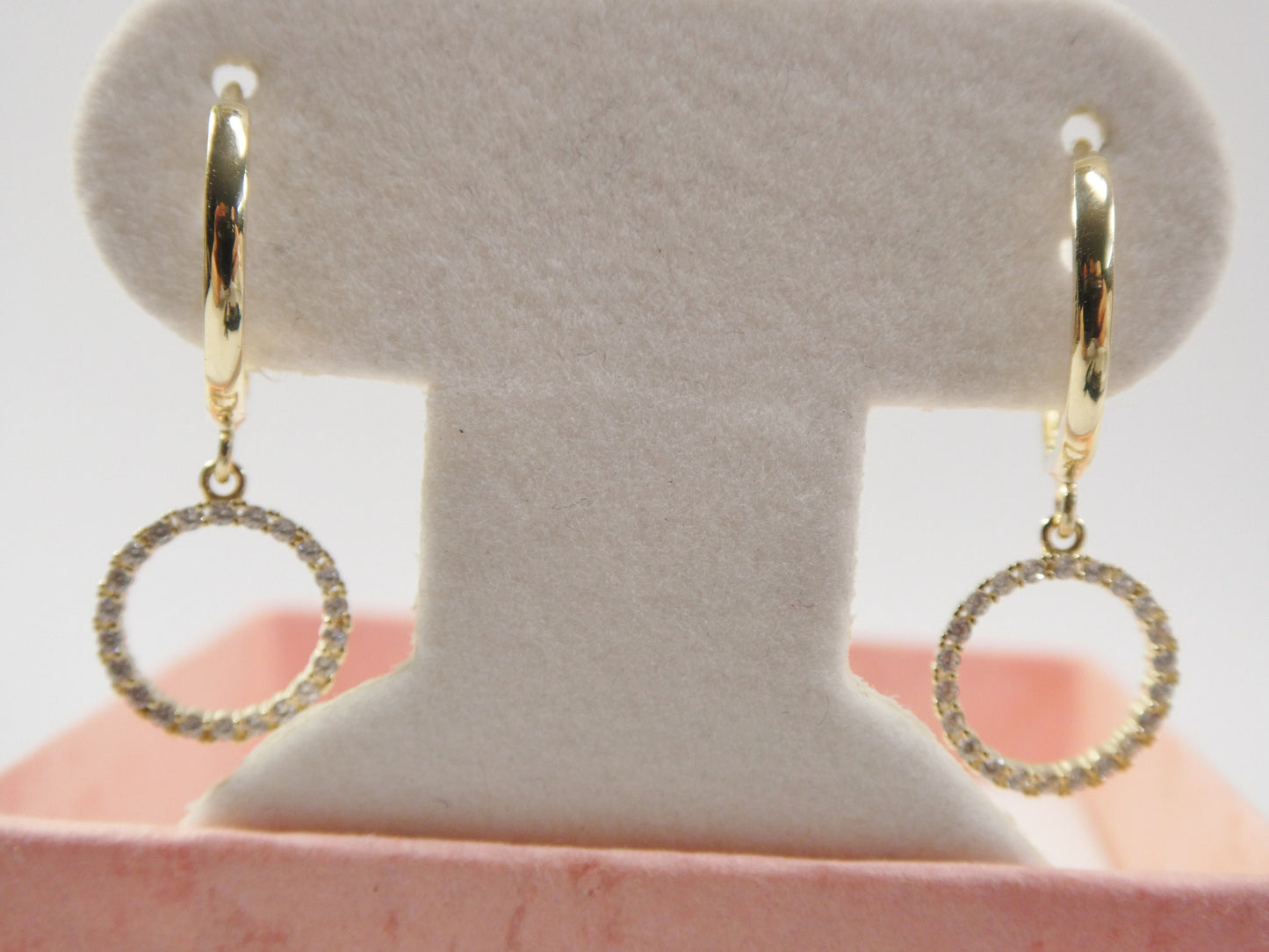 10k real solid yellow gold circle drop huggie earrings