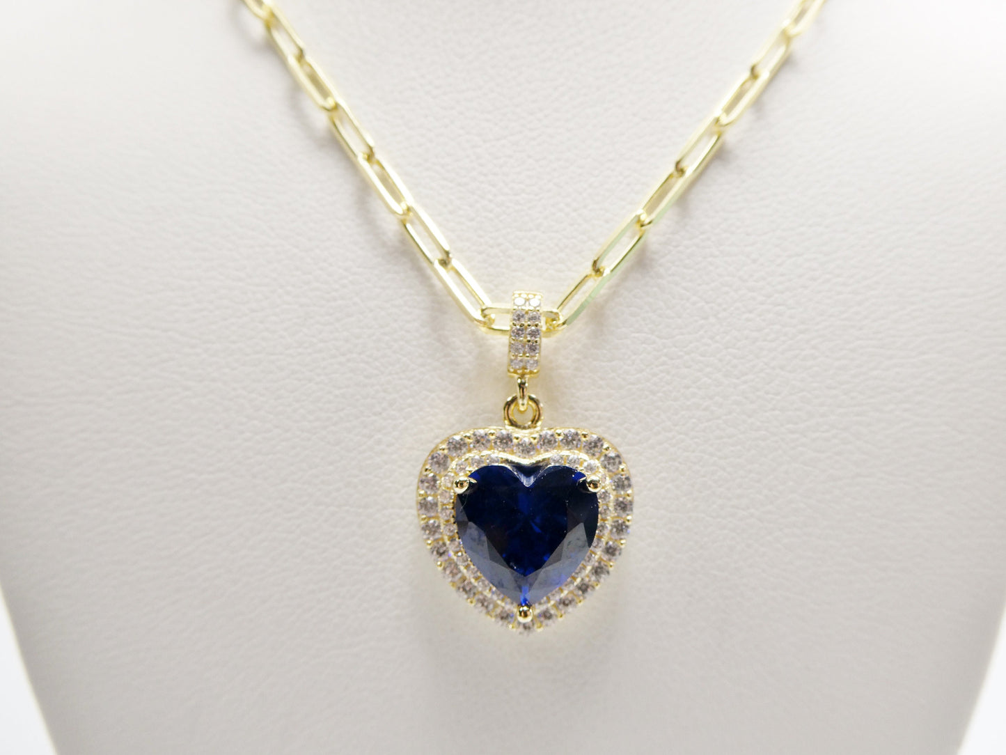 real 925 sterling silver heart blue color stone 14k yellow gold color finish