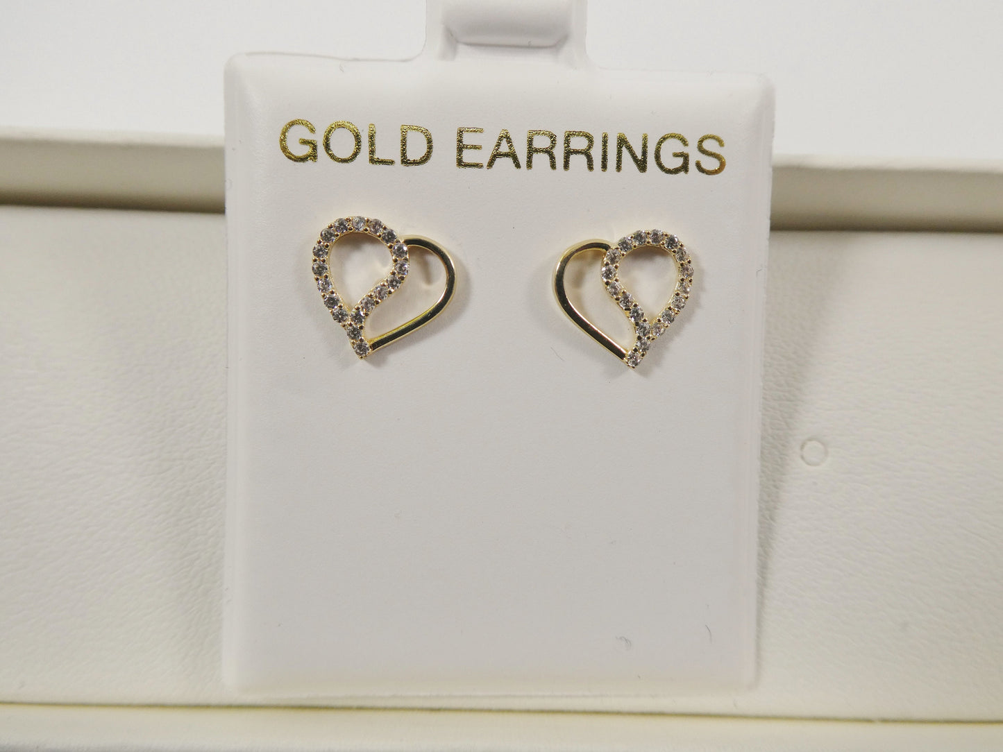 10k real solid gold heart micro fave setting push back earrings