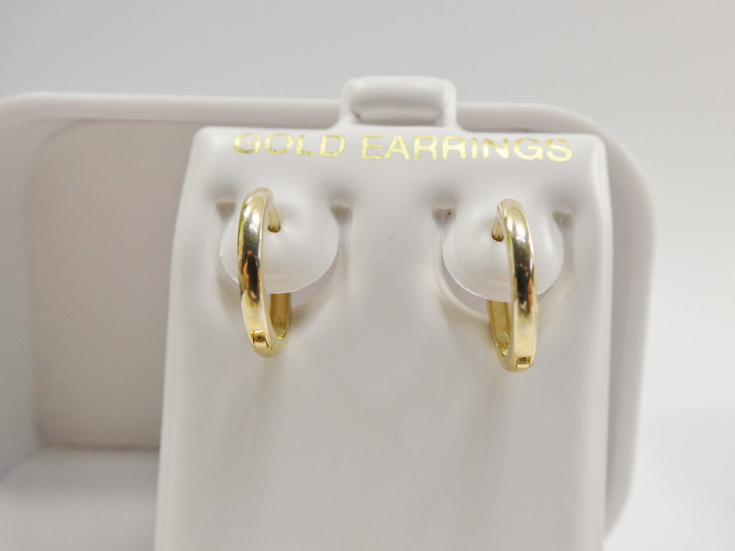 real 10k solid yellow gold high polish plain hoop huggie earring