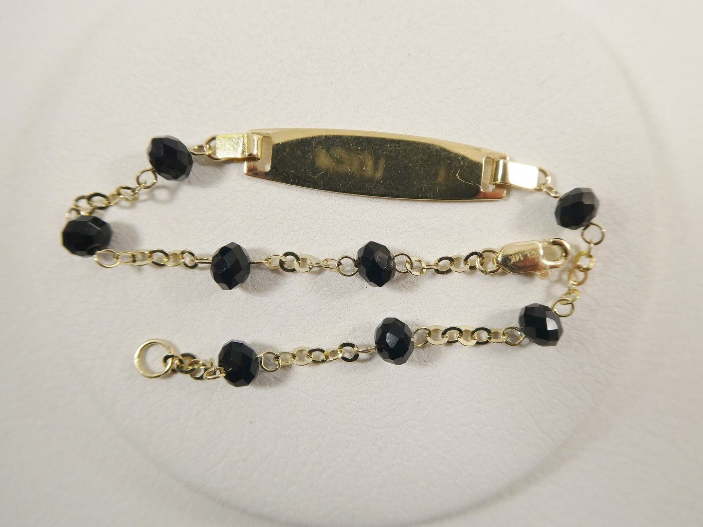real 14k yellow gold / red / black / stone 5.5 inch baby ID bracelet