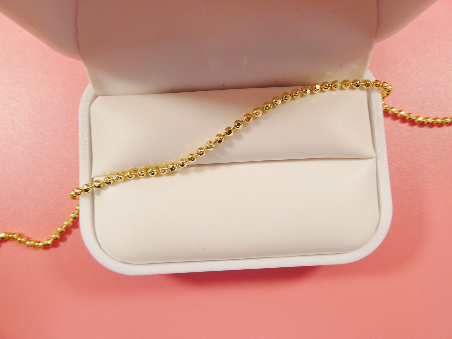10 inch 14k yellow gold tone color over real 925 sterling silver moon cut bead anklet bracelet