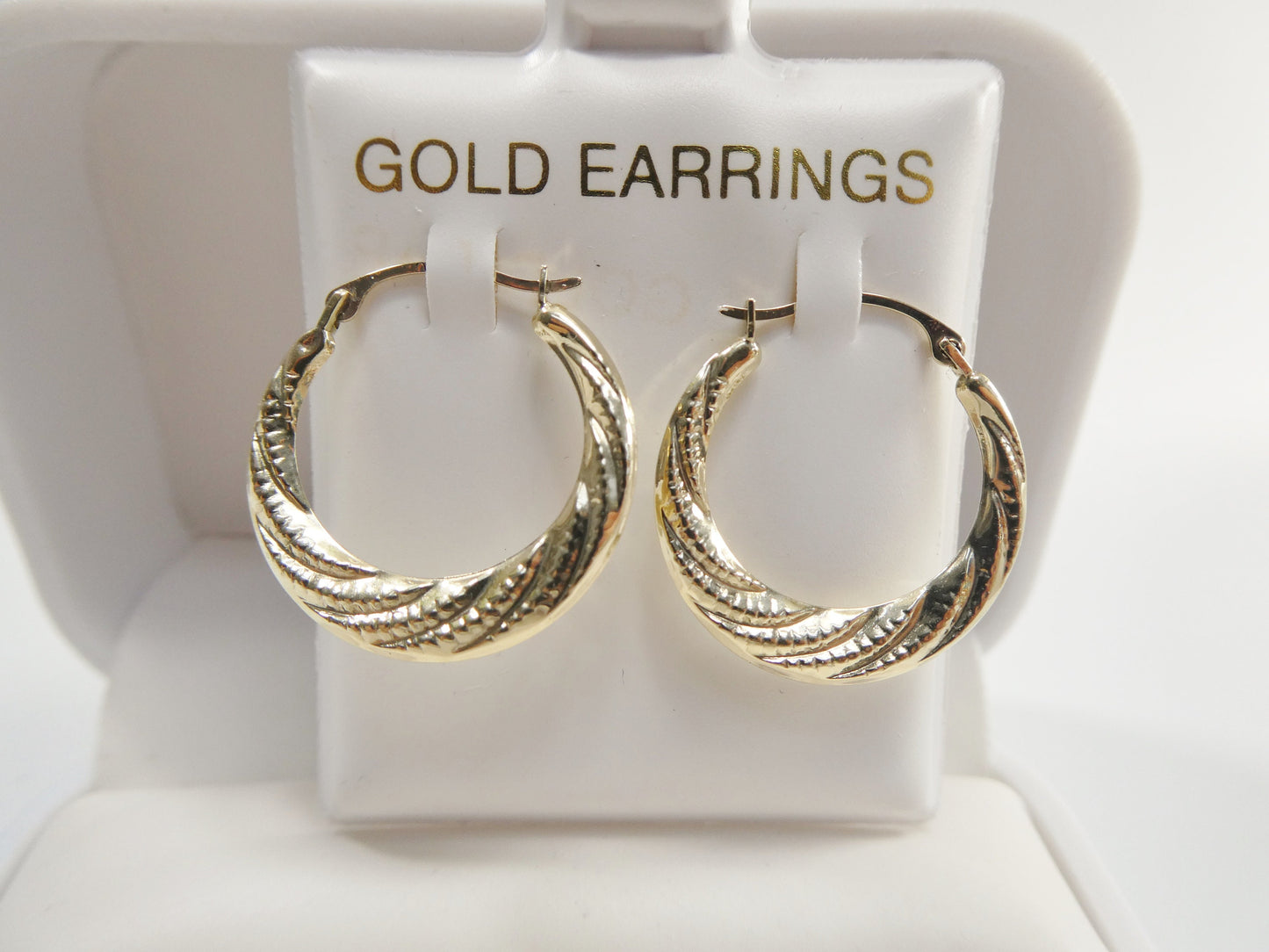 10k real solid yellow gold classic design hoop earrings